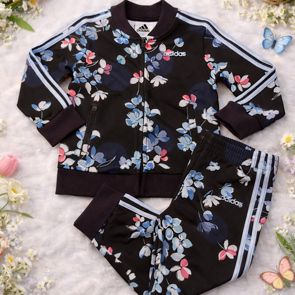 Kids Adidas Floral Jumpsuit - Picture 1 of 6